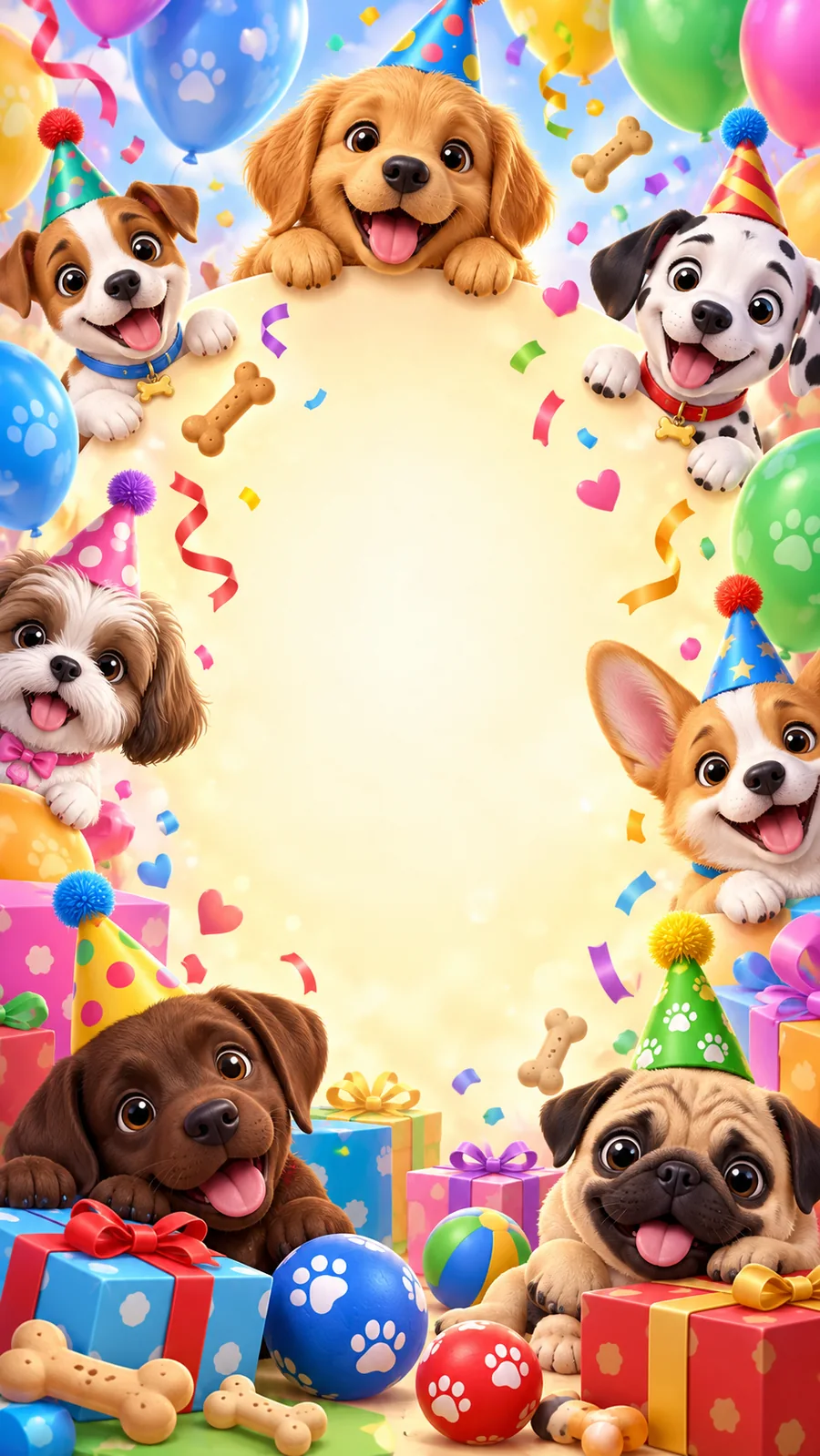 Invitación infantil de perritos