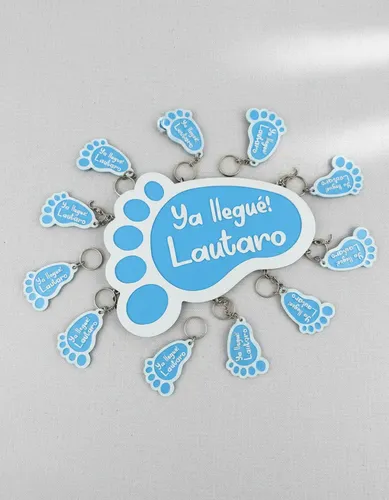 Llaveros Babyshower Nacimiento X10 + Cartel Puerta Nombre
