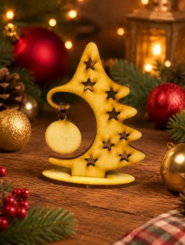 Arbol Navidad Fibrofacil Decoracion Adorno Deco 15cm X 10u Marrón Árbol Con Estrellas