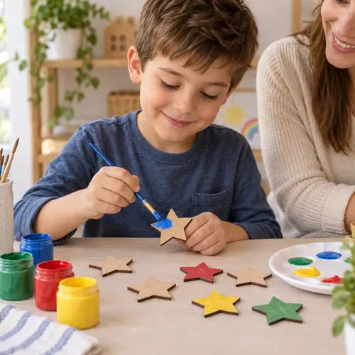 Estrellas De Madera 9 Cm Para Artesanías Y Eventos X50 — imagen 2 de 3