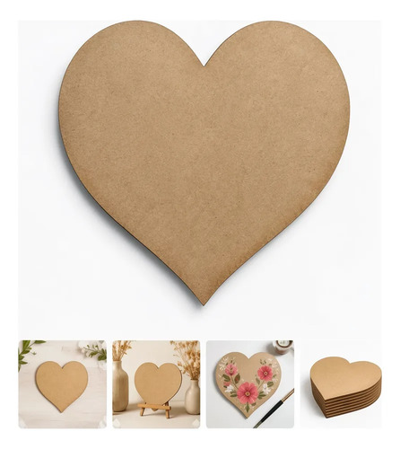 Corazon X100 De Mdf De 6cm Fibrofacil Manualidades Artesania