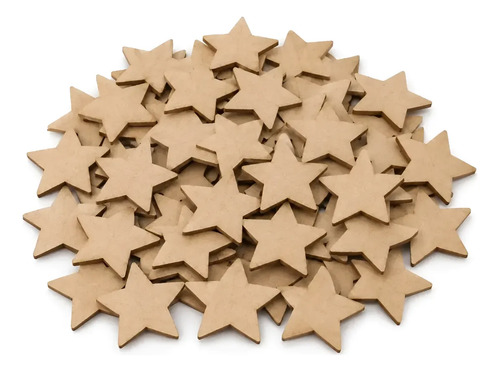 Estrellas De Fibrofácil 7 Cm Para Artesanías Mdf X50