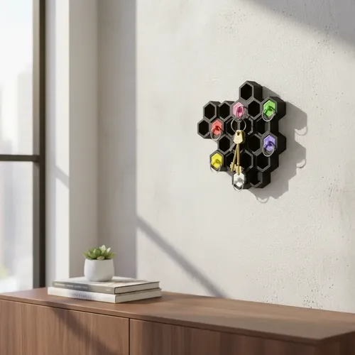 Portallaves Organizador Con 6 Llaveros Para Pared Moderno Negro